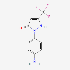 molecular formula C10H8F3N3O B13903131 2-(4-aminophenyl)-5-(trifluoromethyl)-1H-pyrazol-3-one 