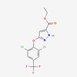 molecular formula C13H9Cl2F3N2O3 B13903256 ethyl 3-[2,6-dichloro-4-(trifluoromethyl)phenoxy]-1H-pyrazole-5-carboxylate 