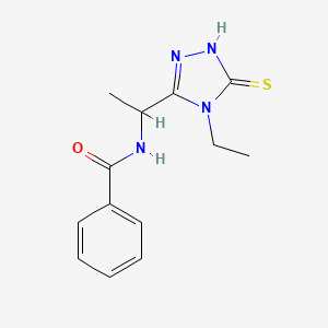 molecular formula C13H16N4OS B13903303 N-[1-(4-Ethyl-5-mercapto-4H-[1,2,4]triazol-3-yl)-ethyl]-benzamide 