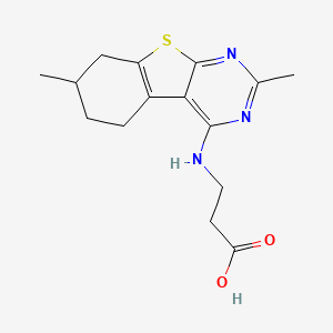 molecular formula C15H19N3O2S B13903428 3-(2,7-Dimethyl-5,6,7,8-tetrahydro-benzo[4,5]-thieno[2,3-d]pyrimidin-4-ylamino)-propionic acid CAS No. 886498-81-3