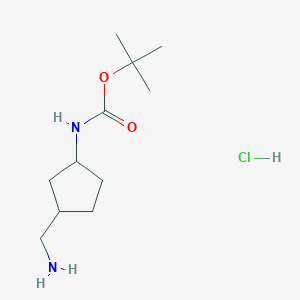 molecular formula C11H23ClN2O2 B13903443 Tert-butyl N-[3-(aminomethyl)cyclopentyl]carbamate hydrochloride 