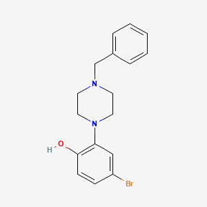 molecular formula C17H19BrN2O B1390361 Phenol, 4-bromo-2-[4-(phenylmethyl)-1-piperazinyl]- CAS No. 1171917-62-6