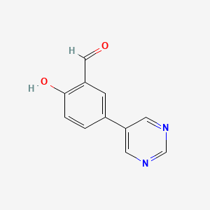 molecular formula C11H8N2O2 B13903626 2-Hydroxy-5-(5-pyrimidinyl)benzaldehyde 