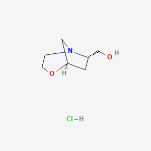 molecular formula C7H14ClNO2 B13903627 [(1R,5R,7S)-4-oxa-1-azabicyclo[3.2.1]octan-7-yl]methanol;hydrochloride 