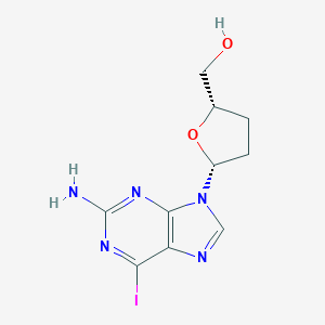 molecular formula C10H12IN5O2 B139038 2-Amino-6-iodo-9-(2,3-dideoxy-beta-D-glycero-pentofuranosyl)-9H-purine CAS No. 132194-23-1