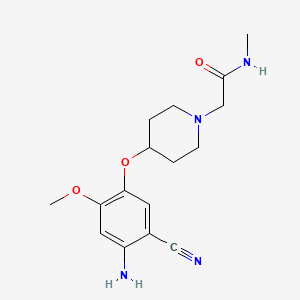 molecular formula C16H22N4O3 B13903864 2-(4-(4-Amino-5-cyano-2-methoxyphenoxy)piperidin-1-YL)-N-methylacetamide 