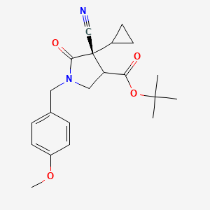 molecular formula C21H26N2O4 B13903932 tert-butyl (4R)-4-cyano-4-cyclopropyl-1-[(4-methoxyphenyl)methyl]-5-oxopyrrolidine-3-carboxylate 