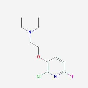 molecular formula C11H16ClIN2O B13903968 2-((2-chloro-6-iodopyridin-3-yl)oxy)-N,N-diethylethan-1-amine 