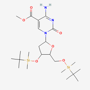 molecular formula C23H43N3O6Si2 B13904354 methyl 4-amino-1-[(2R,4S,5R)-4-[tert-butyl(dimethyl)silyl]oxy-5-[[tert-butyl(dimethyl)silyl]oxymethyl]tetrahydrofuran-2-yl]-2-oxo-pyrimidine-5-carboxylate 