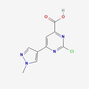 molecular formula C9H7ClN4O2 B13904432 2-Chloro-6-(1-methylpyrazol-4-YL)pyrimidine-4-carboxylic acid 