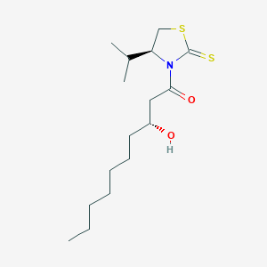 molecular formula C16H29NO2S2 B13904750 (3R)-3-hydroxy-1-[(4S)-4-propan-2-yl-2-sulfanylidene-1,3-thiazolidin-3-yl]decan-1-one 