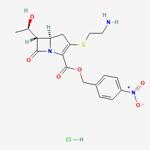 molecular formula C18H22ClN3O6S B1390491 (5R,6S)-4-Nitrobenzyl 3-((2-aminoethyl)thio)-6-((R)-1-hydroxyethyl)-7-oxo-1-azabicyclo[3.2.0]hept-2-ene-2-carboxylate hydrochloride CAS No. 442847-69-0