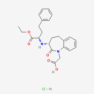 molecular formula C24H29ClN2O5 B1390493 2-((R)-3-((S)-1-Ethoxy-1-oxo-4-phenylbutan-2-ylamino)-2-oxo-2,3,4,5-tetrahydro-1H-benzo[B]azepin-1-YL)acetic acid hydrochloride CAS No. 215447-90-8