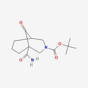 molecular formula C14H22N2O4 B13905094 Tert-butyl 1-carbamoyl-9-oxo-3-azabicyclo[3.3.1]nonane-3-carboxylate 