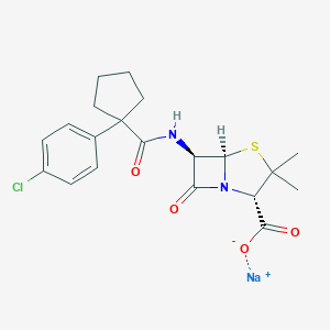 molecular formula C20H22ClN2NaO4S B139058 Sodium;(2S,5R,6R)-6-[[1-(4-chlorophenyl)cyclopentanecarbonyl]amino]-3,3-dimethyl-7-oxo-4-thia-1-azabicyclo[3.2.0]heptane-2-carboxylate CAS No. 143407-69-6