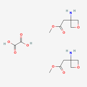 molecular formula C14H24N2O10 B13905953 Methyl 2-(3-aminooxetan-3-yl)acetate;oxalic acid 