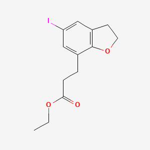 molecular formula C13H15IO3 B13906627 Ethyl 3-(5-iodo-2,3-dihydrobenzofuran-7-YL)propanoate 