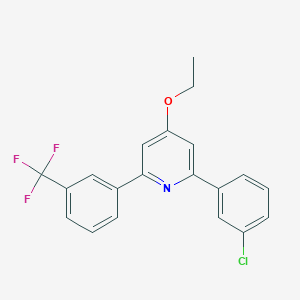 molecular formula C20H15ClF3NO B139069 Pyridine, 2-(3-chlorophenyl)-4-ethoxy-6-(3-(trifluoromethyl)phenyl)- CAS No. 144320-19-4