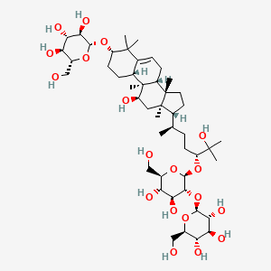 molecular formula C48H82O19 B13907074 (2R,3R,4S,5S,6R)-2-[[(3S,8R,9R,10R,11R,13R,14S,17R)-17-[(2R,5R)-5-[(2S,3R,4S,5S,6R)-4,5-dihydroxy-6-(hydroxymethyl)-3-[(2S,3R,4S,5S,6R)-3,4,5-trihydroxy-6-(hydroxymethyl)oxan-2-yl]oxyoxan-2-yl]oxy-6-hydroxy-6-methylheptan-2-yl]-11-hydroxy-4,4,9,13,14-pentamethyl-2,3,7,8,10,11,12,15,16,17-decahydro-1H-cyclopenta[a]phenanthren-3-yl]oxy]-6-(hydroxymethyl)oxane-3,4,5-triol 