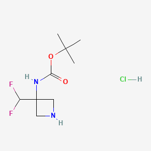 molecular formula C9H17ClF2N2O2 B13907262 tert-butyl N-[3-(difluoromethyl)azetidin-3-yl]carbamate;hydrochloride 