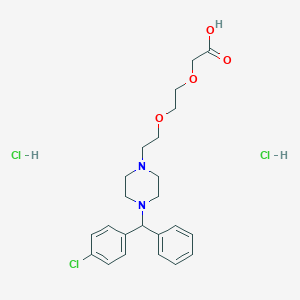 molecular formula C₂₃H₃₁Cl₃N₂O₄ B139073 Acetic acid, (2-(2-(4-((4-chlorophenyl)phenylmethyl)-1-piperazinyl)ethoxy)ethoxy)-, dihydrochloride CAS No. 83881-56-5