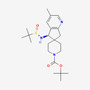 molecular formula C22H35N3O3S B13907404 tert-butyl (5R)-5-[[(S)-tert-butylsulfinyl]amino]-3-methyl-spiro[5,7-dihydrocyclopenta[b]pyridine-6,4'-piperidine]-1'-carboxylate 