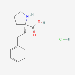 molecular formula C13H18ClNO2 B1390775 (R)-2-Phenethylpyrrolidine-2-carboxylic acid hydrochloride CAS No. 1217684-31-5