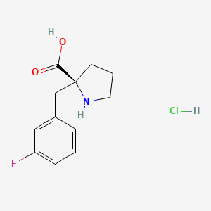 molecular formula C12H15ClFNO2 B1390780 (S)-2-(3-Fluorobenzyl)pyrrolidine-2-carboxylic acid hydrochloride CAS No. 1217605-68-9