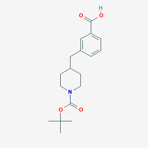 molecular formula C18H25NO4 B1390788 3-((1-(tert-Butoxycarbonyl)piperidin-4-yl)methyl)benzoic acid CAS No. 799283-53-7