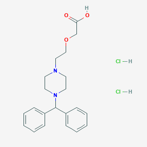molecular formula C21H28Cl2N2O3 B139080 (2-(2-(4-(Diphenylmethyl)-1-piperazinyl)ethoxy)ethoxy)acetic acid dihydrochloride CAS No. 83881-54-3