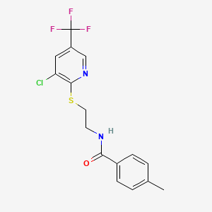 molecular formula C16H14ClF3N2OS B1390810 N-(2-{[3-chloro-5-(trifluoromethyl)pyridin-2-yl]sulfanyl}ethyl)-4-methylbenzamide CAS No. 1043106-60-0