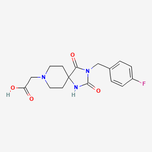 molecular formula C16H18FN3O4 B1390831 [3-(4-Fluorobenzyl)-2,4-dioxo-1,3,8-triazaspiro[4.5]dec-8-yl]acetic acid CAS No. 1021117-39-4
