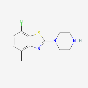 molecular formula C12H14ClN3S B1390832 7-Chloro-4-methyl-2-piperazin-1-yl-1,3-benzothiazole CAS No. 941869-94-9