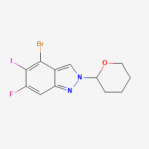 molecular formula C12H11BrFIN2O B13908366 4-Bromo-6-fluoro-5-iodo-2-tetrahydropyran-2-yl-indazole 