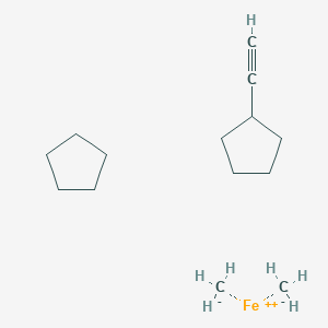 molecular formula C14H26Fe B13908651 Carbanide;cyclopentane;ethynylcyclopentane;iron(2+) 