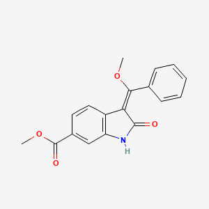 molecular formula C18H15NO4 B1390873 (E)-methyl 3-(methoxy(phenyl)methylene)-2-oxoindoline-6-carboxylate CAS No. 1168150-46-6