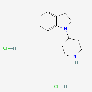 molecular formula C14H22Cl2N2 B1390906 2-methyl-1-(piperidin-4-yl)-2,3-dihydro-1H-indole dihydrochloride CAS No. 1170102-75-6
