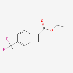 molecular formula C12H11F3O2 B13909107 Ethyl 3-(trifluoromethyl)bicyclo[4.2.0]octa-1,3,5-triene-7-carboxylate 