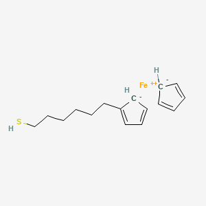 molecular formula C16H22FeS B13909744 Ferrocene, (6-mercaptohexyl)- 