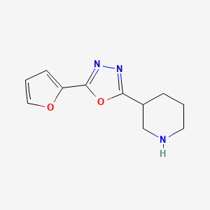 molecular formula C11H13N3O2 B1390998 2-(Furan-2-yl)-5-(piperidin-3-yl)-1,3,4-oxadiazole CAS No. 1105189-75-0