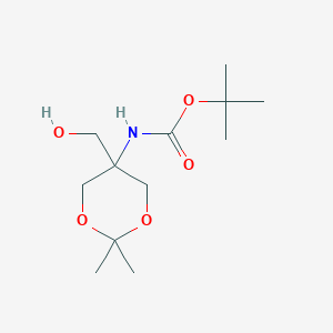 molecular formula C12H23NO5 B1390999 叔丁基[5-(羟甲基)-2,2-二甲基-1,3-二氧杂环-5-基]氨基甲酸酯 CAS No. 364631-72-1