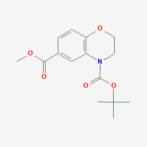 molecular formula C15H19NO5 B1391007 4-(叔丁基) 6-甲基 2,3-二氢-4H-1,4-苯并恶嗪-4,6-二羧酸酯 CAS No. 648449-53-0
