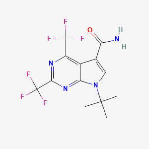 molecular formula C13H12F6N4O B1391020 7-(tert-butyl)-2,4-bis(trifluoromethyl)-7H-pyrrolo[2,3-d]pyrimidine-5-carboxamide CAS No. 1186404-55-6