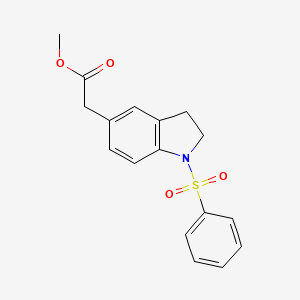 molecular formula C17H17NO4S B13910264 Methyl 2-[1-(benzenesulfonyl)indolin-5-yl]acetate 