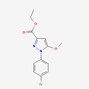 molecular formula C13H13BrN2O3 B13910473 Ethyl 1-(4-bromophenyl)-5-methoxy-1H-pyrazole-3-carboxylate 