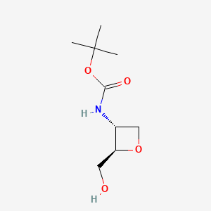 molecular formula C9H17NO4 B13910874 tert-butyl N-[(2R,3R)-2-(hydroxymethyl)oxetan-3-yl]carbamate 