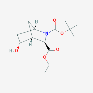 molecular formula C14H23NO5 B13910953 O2-tert-butyl O3-ethyl (1R,3R,4R,5R)-5-hydroxy-2-azabicyclo[2.2.1]heptane-2,3-dicarboxylate 