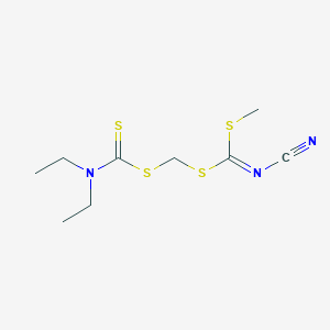 molecular formula C9H15N3S4 B13911074 [(n,n-Diethyldithiocarbamoyl)methyl] methylcyanocarbonimidodithionate 