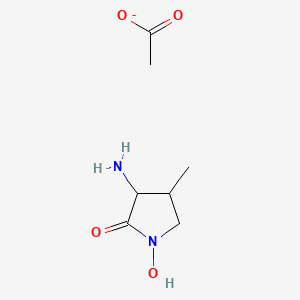 molecular formula C7H13N2O4- B13911278 3-Amino-1-hydroxy-4-methylpyrrolidin-2-one;acetate 