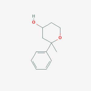 molecular formula C12H16O2 B13911296 2-Methyl-2-phenyloxan-4-ol 
